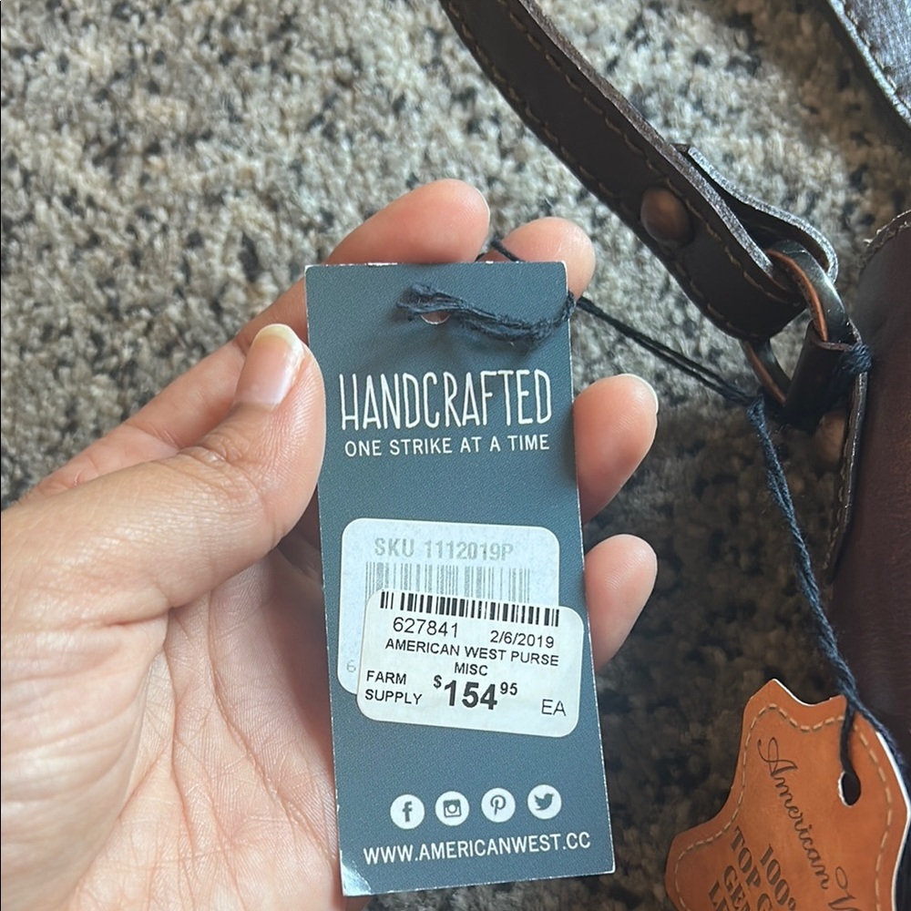 American West Brown Leather Crossbody Bag with Floral Embossing - Picture 13 of 13